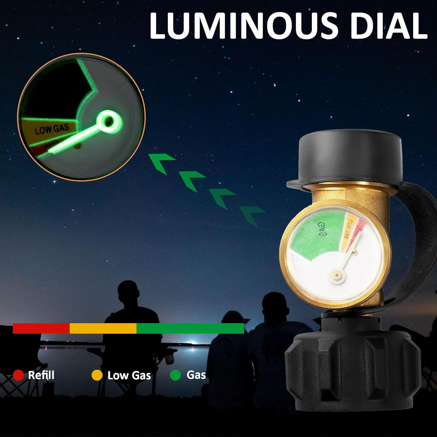 QCC Propane Tank Gauge Level Indicator, Universal Pressure Gauge Leak Detector for RV Camper BBQ Gas Grill Fire Pit Qcc1/Type1, Gas Generator/Stove/Range, Heater image number 2