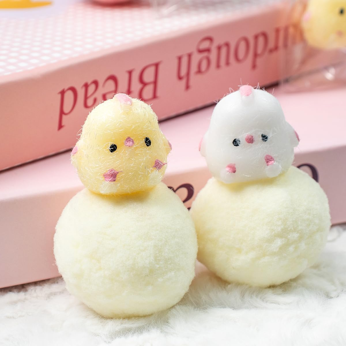 4Pcs Mini Taba Squishies Squichy Chick Toy Party Favors for Kids, Fufu Squishy Fidget Toys Small Chick White/Yellow Squeeze Toy for Stress Relief Suitable for Adults Kids image number 6