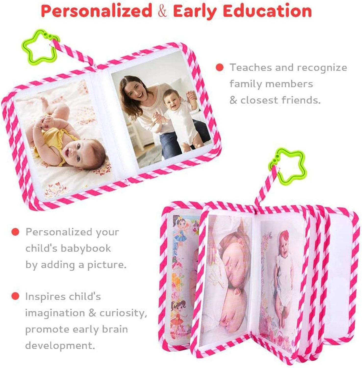 7'' &times; 5.5'' Baby'S First Photo Album My-First Photo Book - Personalized Cartoon Animal Baby Memory Book with Hook Mirror, Soft Cloth Photo Collector, Meaningful Girls & Boys image number 3