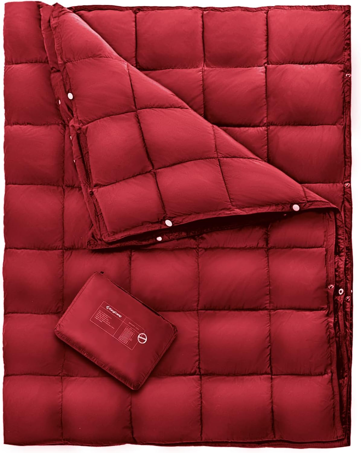 Kingcamp down Camping Blanket - Packable Lightweight Travel Blanket for Cold Weather Backpacking, Compact & Water Resistant & Warm Airplane Quilt 69X53 Red image number 4