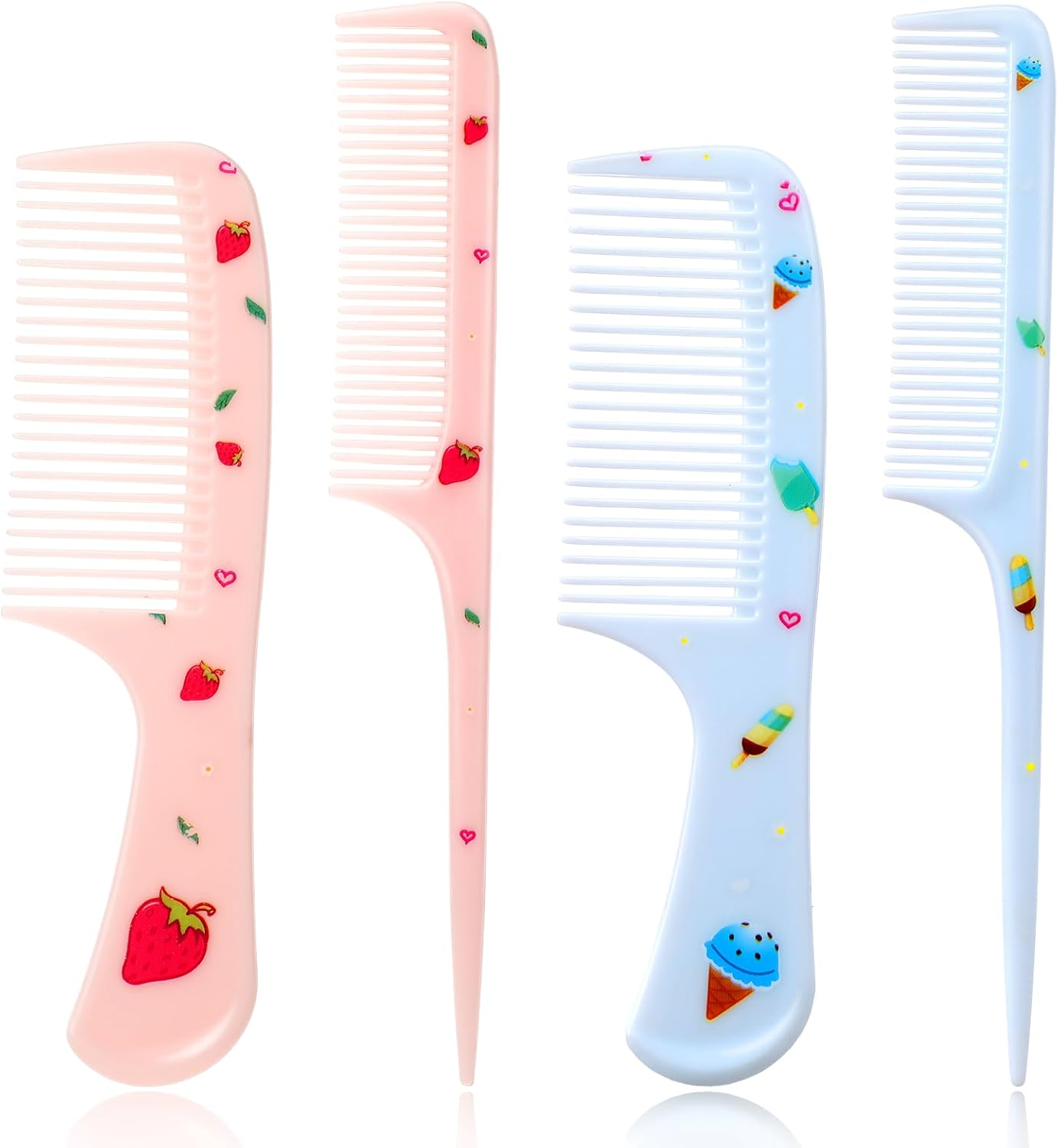 4 Pcs Girls Boys Hair Brush Kids Hairs Brushes Set Fashion Kids Hair Brushes Plastic Fine Tooth Rat Tail Combs for Girls Curly Straight Long Hairs, Blue + Pink image number 4