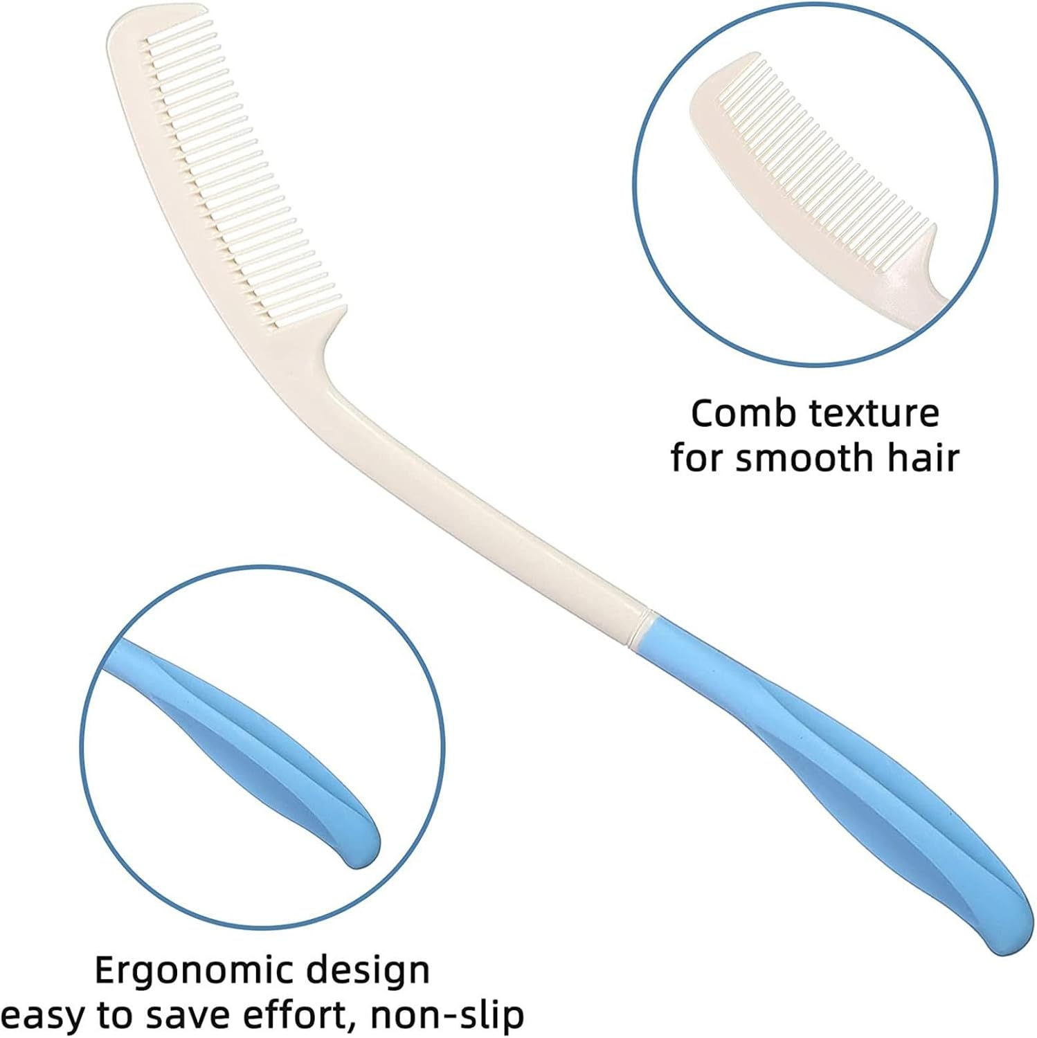 Long Handled Hair Brush | Gentle Long Handled Comb - Elegant Beautiful Long Handled Hair Removal Brush for Women with Long Hair - Brush image number 3