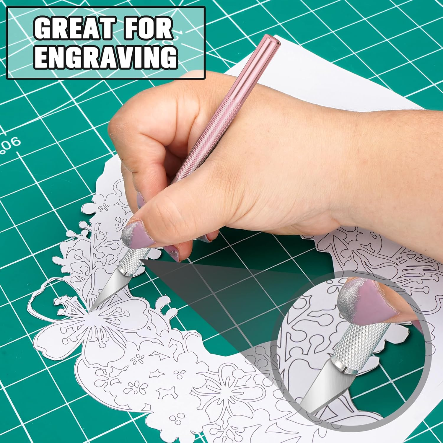 DIYSELF 2 Pack Exacto Knife for Crafting, Art, Hobby Knife for Fondant, Craft Knife Exacto, Precision Knife for Crafts, Leather, Art Knife Set, Exacting Knife Set with Extra 20 Blades #11 (Pink)