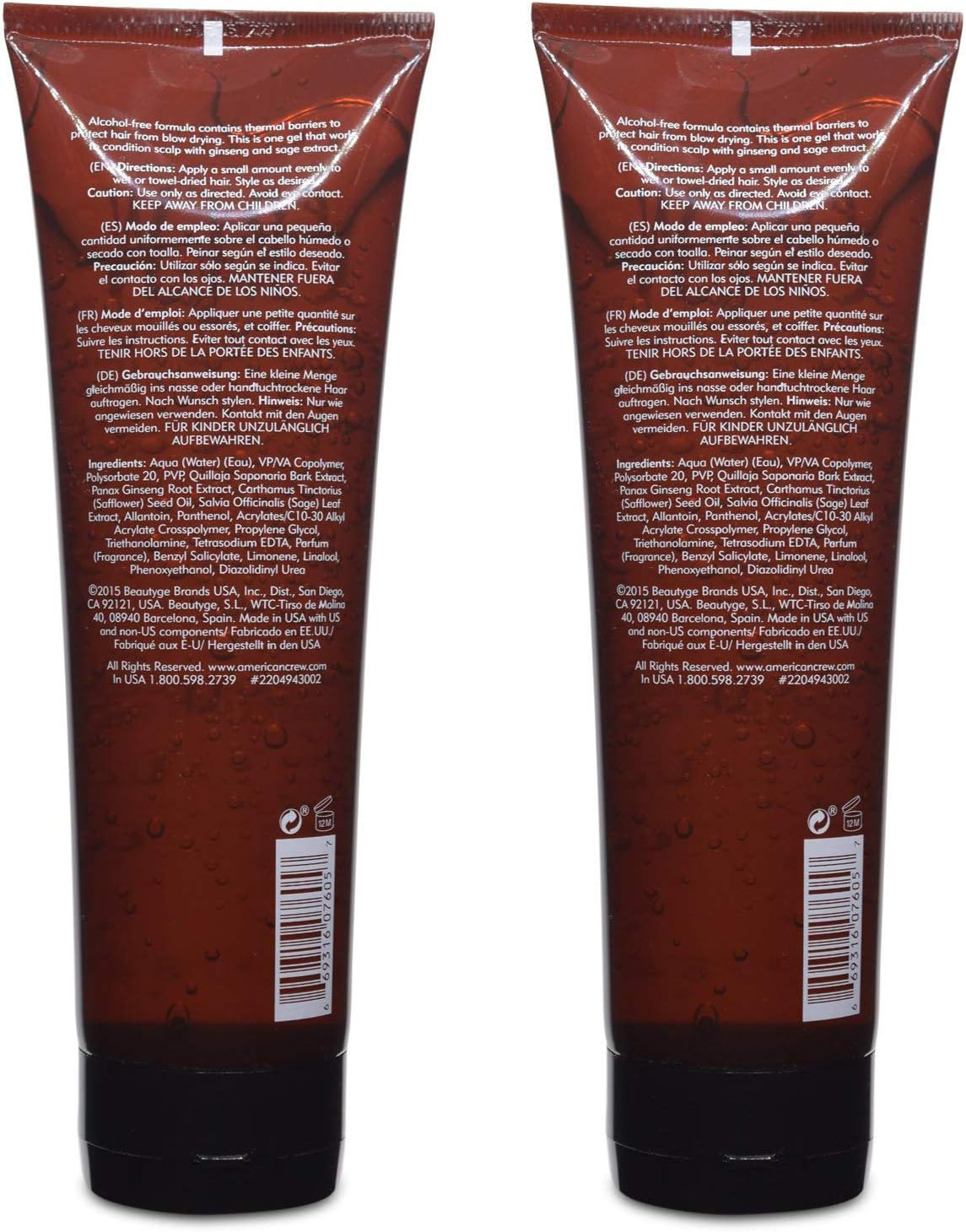 AMERICAN CREW Classic Light Hold Styling Gel 250Ml / 8.45Fl.Oz. (Pack of 2)