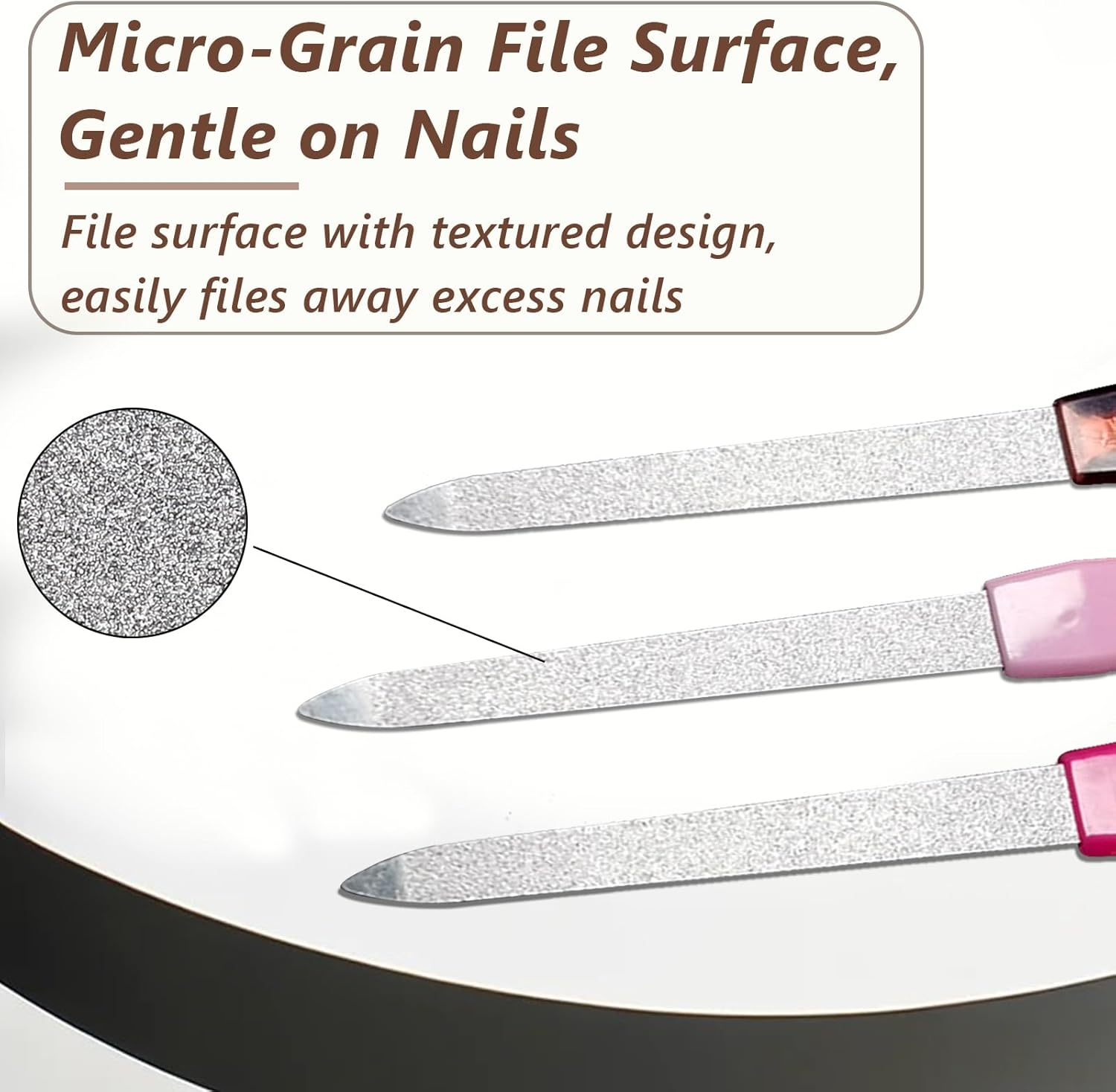 Metal Nail File Set (12 Pcs) - Stainless Steel Nail Files for Natural Nails, Sword-Shaped Fingernail Files with Non-Slip Handle, Sharp Tip, and Sapphire Grit for Women and Men image number 2