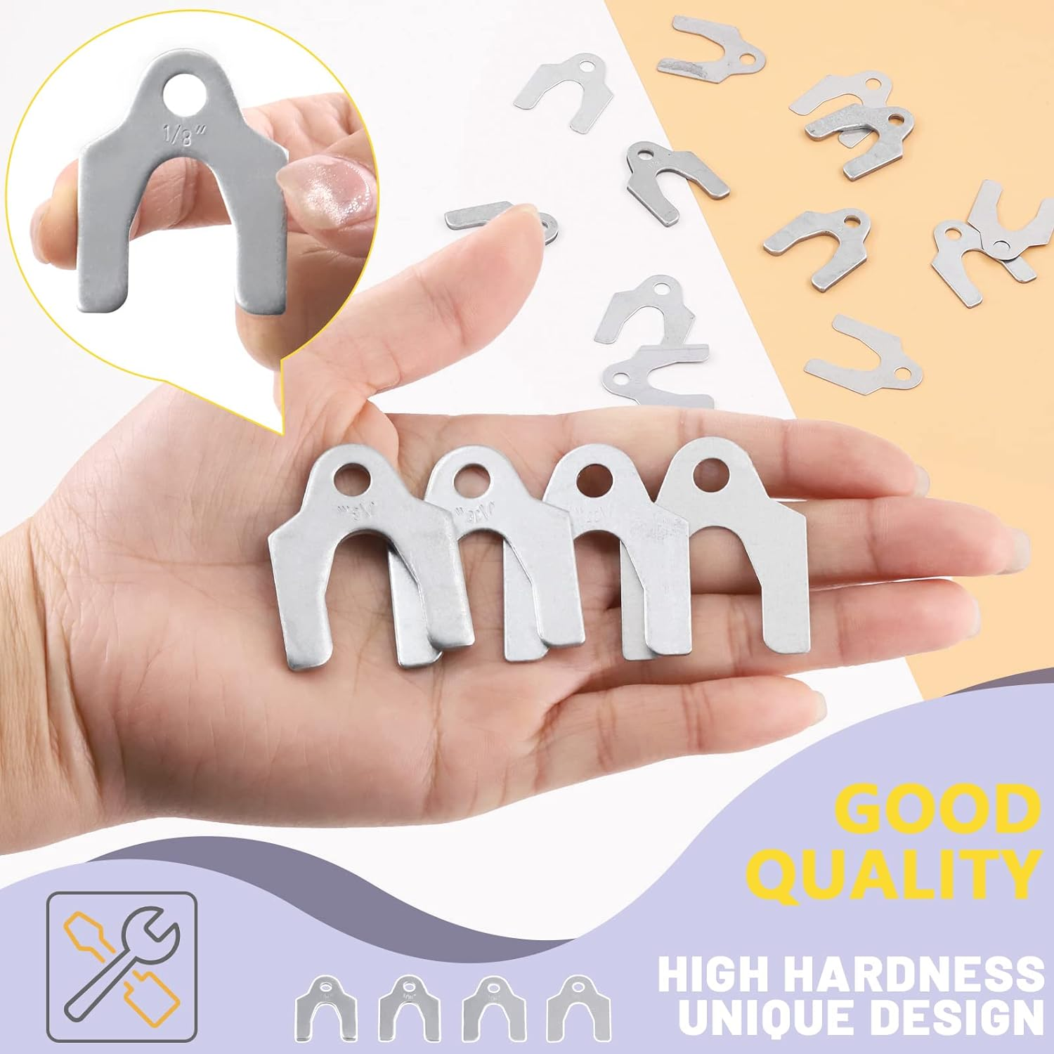 Swpeet 144Pcs 4 Sizes 1/64" 1/32" 1/16" 1/8" Auto Alignment Body Shim Assortment Kit with a Storage Box, Perfect for Adjusting Body Parts or Camber image number 2