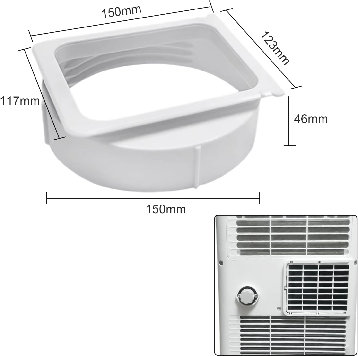 Easybymall 15Cm White ABS Plastic Portable Mobile Air Conditioner Extractor Adapter Hardware Parts image number 3