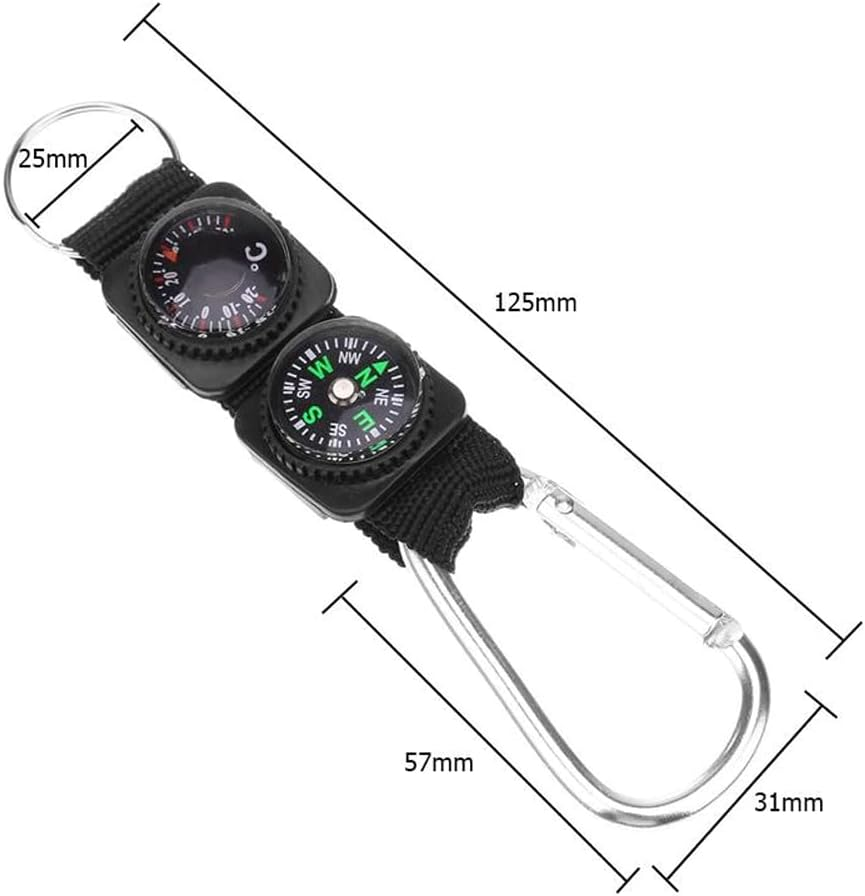 3In1 Compass Thermometer Outdoor Hiking Tactical Survival Carabiner Key image number 3