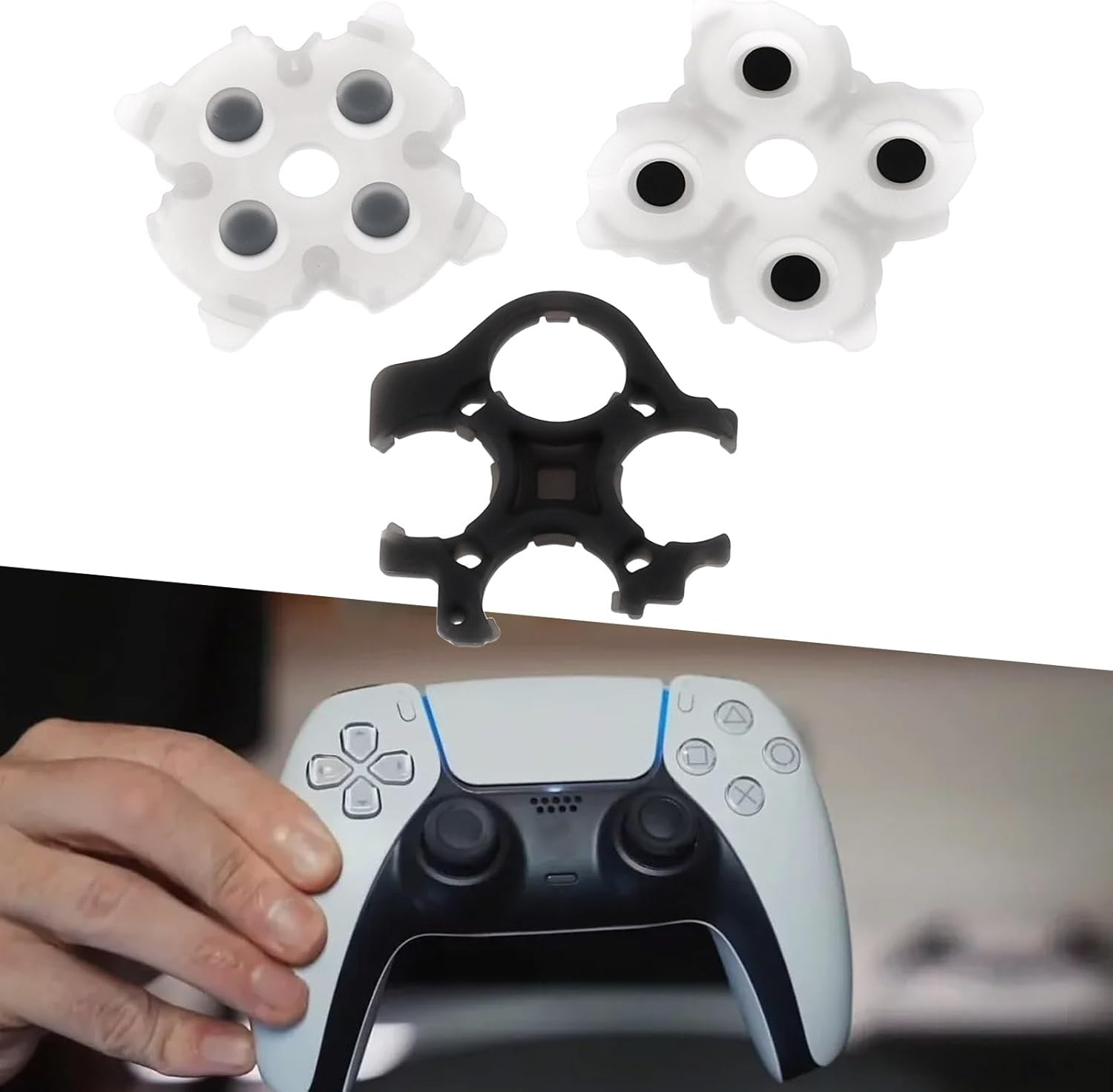 VGOL 2 Sets Silicone Button Rubber Pads Replacement Compatible with PS5 Dualsense Controller BDM-030 image number 4