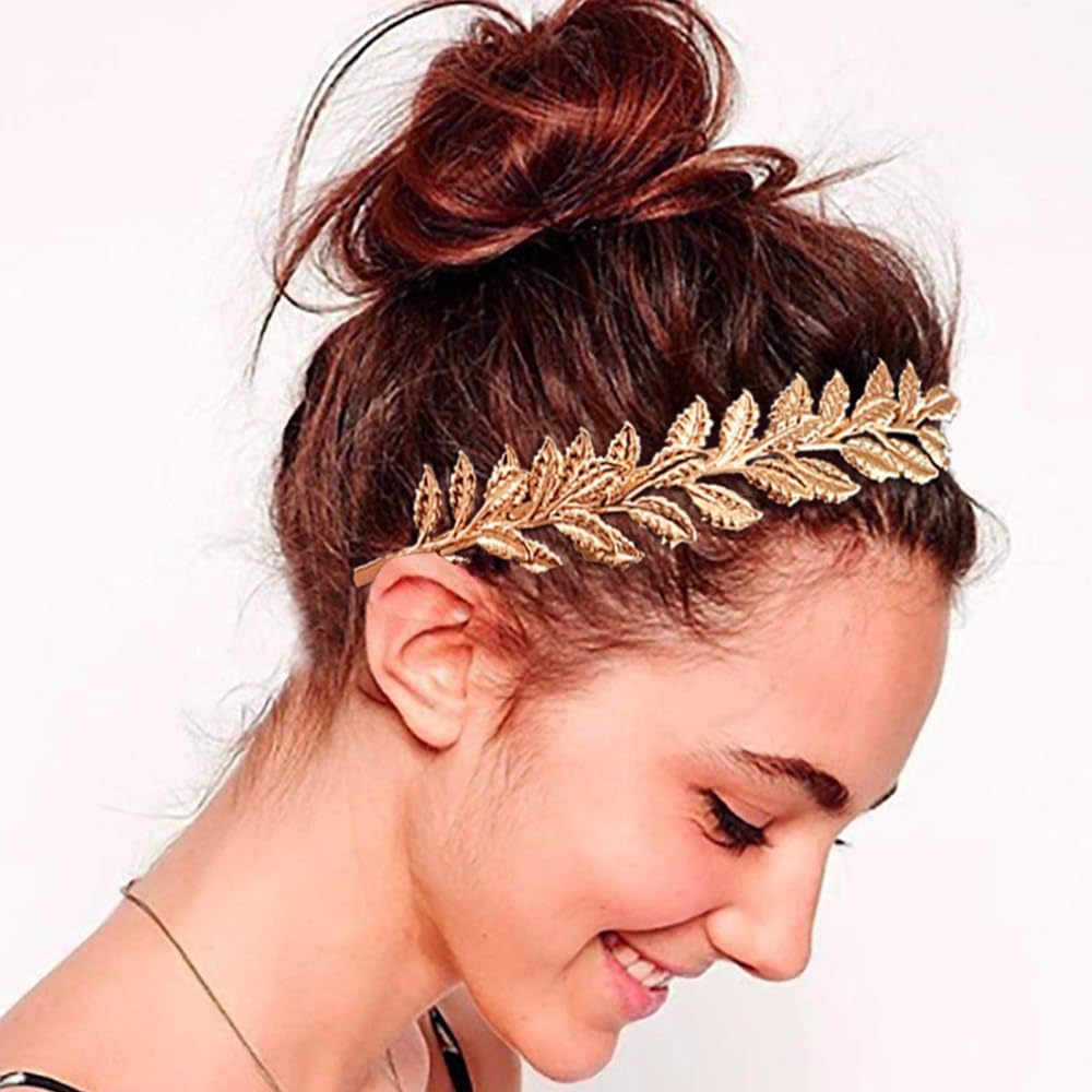 Visxcnu 1 X Women'S Hair Band, Gold Headpiece, Bride, Roman Goddess Headband, Girls Laurel Wreath, Hair Accessories, Golden Wedding, Boho Leaf Hair Crown Accessories, Rose Gold