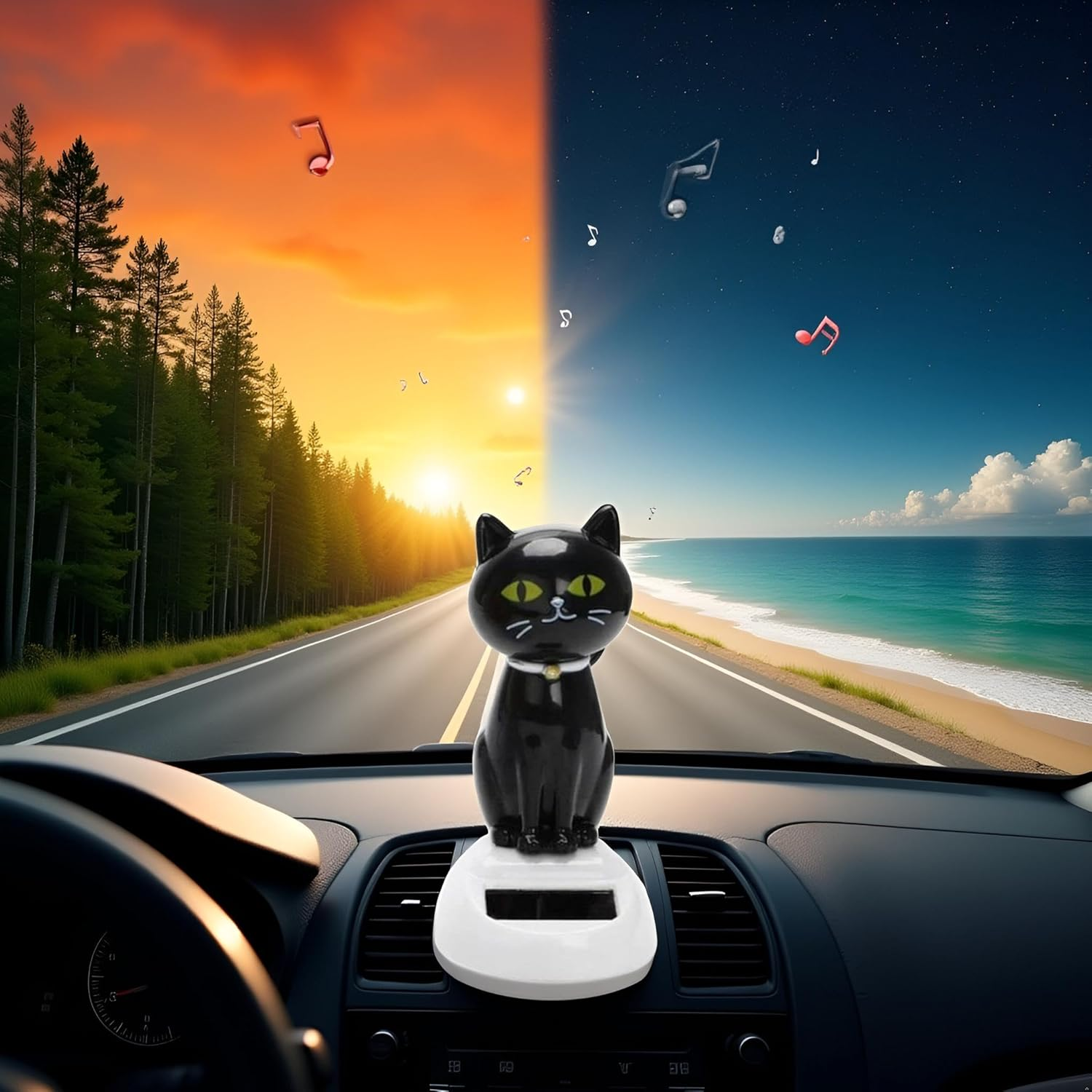 Solar Cat Toy Doll Dancing Cat Figure Car Ornament,Dancing Toys Ornaments Solar Powered Car Dashboard Interior Decoration Desktop Decor Kids Gift Window Party Car Desk Home