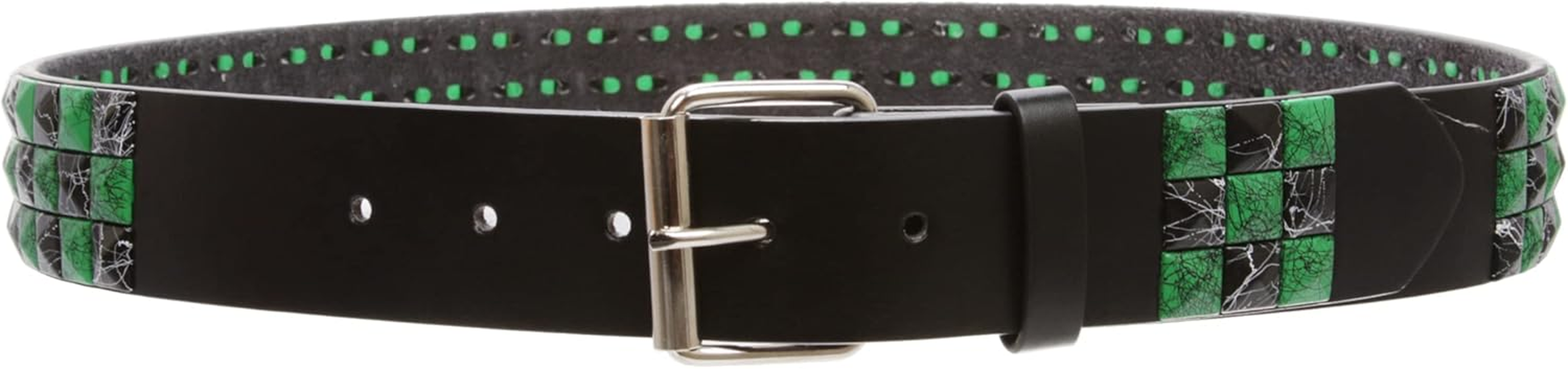 Snap on 1 1/2" Red & Black Checkerboard Punk Rock Studded Belt image number 2