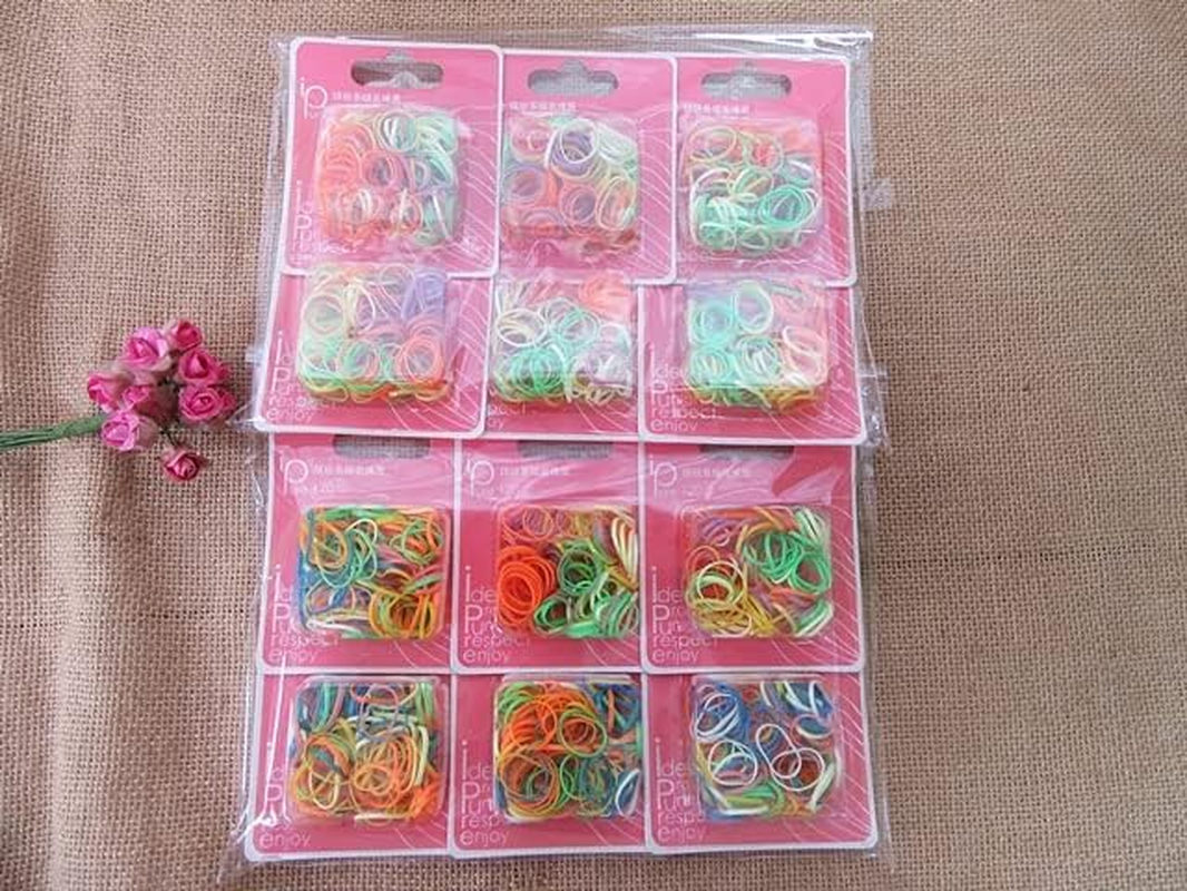 6Sheetx 120Pcs Elastic Hair Bands Hair Accessory Mixed Color image number 3