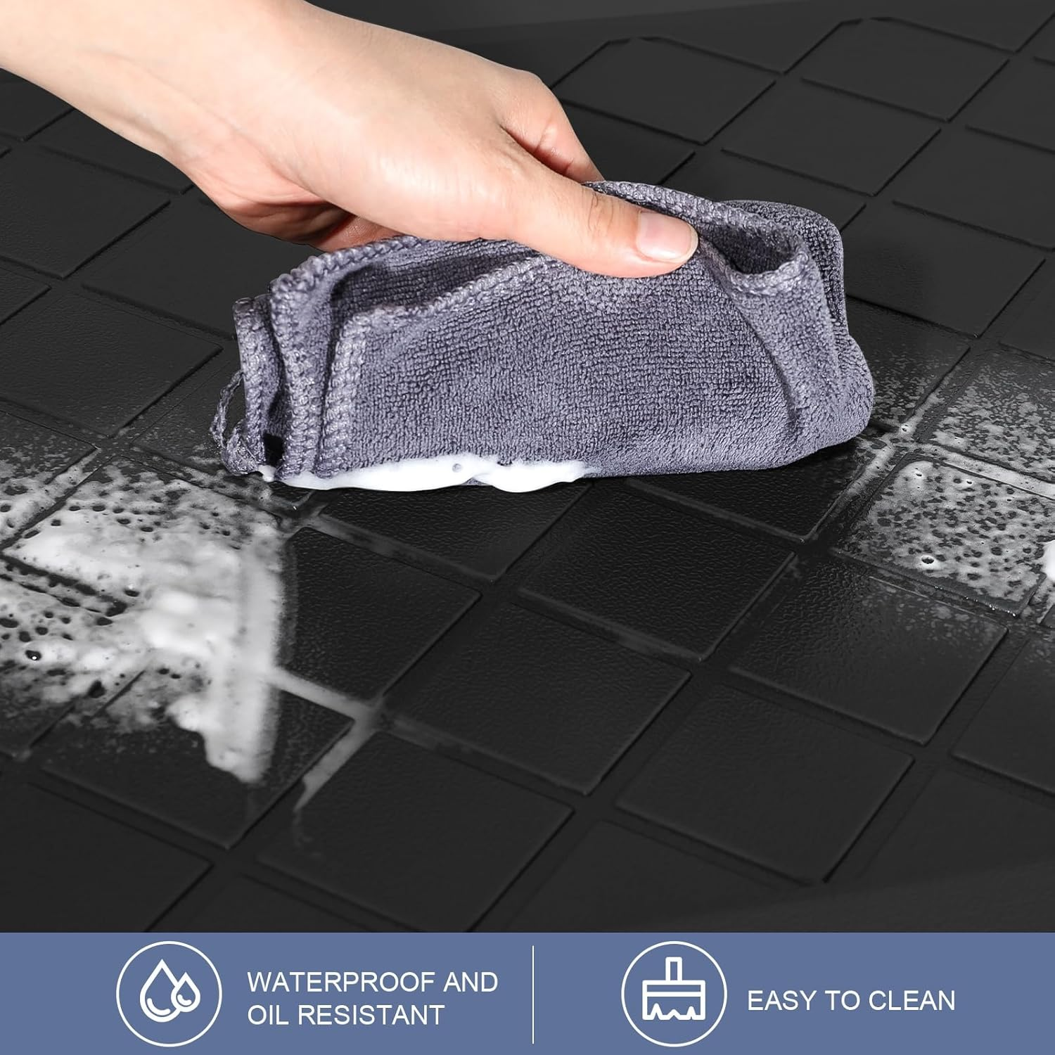 Cushioned Kitchen Mat 2 PCS, anti Fatigue Kitchen Rugs, Heavy Duty Kitchen Rugs and Mats Non-Skid, Ergonomic Comfort Foam Kitchen Floor Mat for Home, Office, Sink, Laundry - Black image number 6