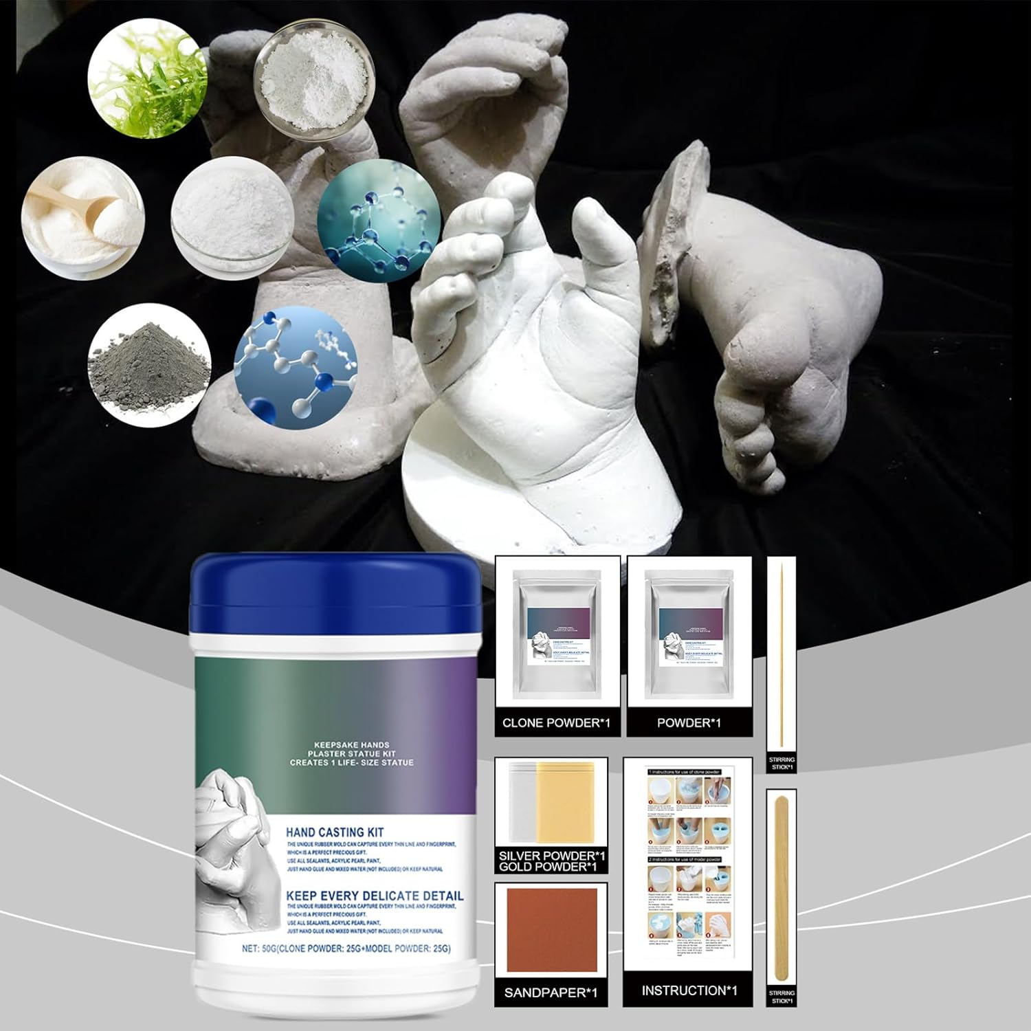 Paris Plaster for Creative Crafts | Plaster Moulds Paris | Sculpture Supplies for Family Babies Adults Couples Christmas Souvenirs image number 1