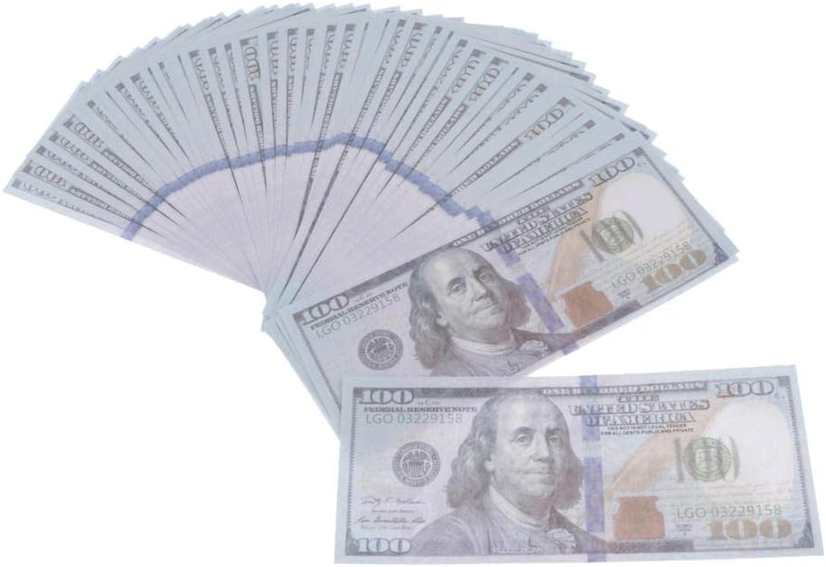 Eigell 50Pcs US 100 Play Bills - Paper Bills - Looks like Money - Teach, Counting and Math with Play Money New image number 1