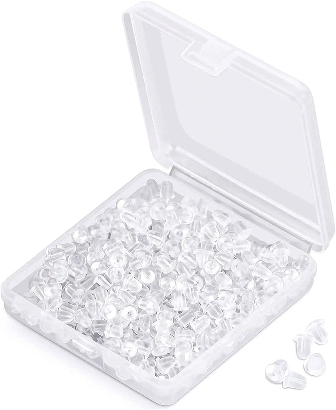 Mumoo Bear Silicone Earring Backs Earring Backings 1200 Pcs Soft Clear Ear Safety Back Pads Backstops Clutch Stopper Replacement for Fish Hook Earring Studs Hoops, Diameter 4Mm image number 5