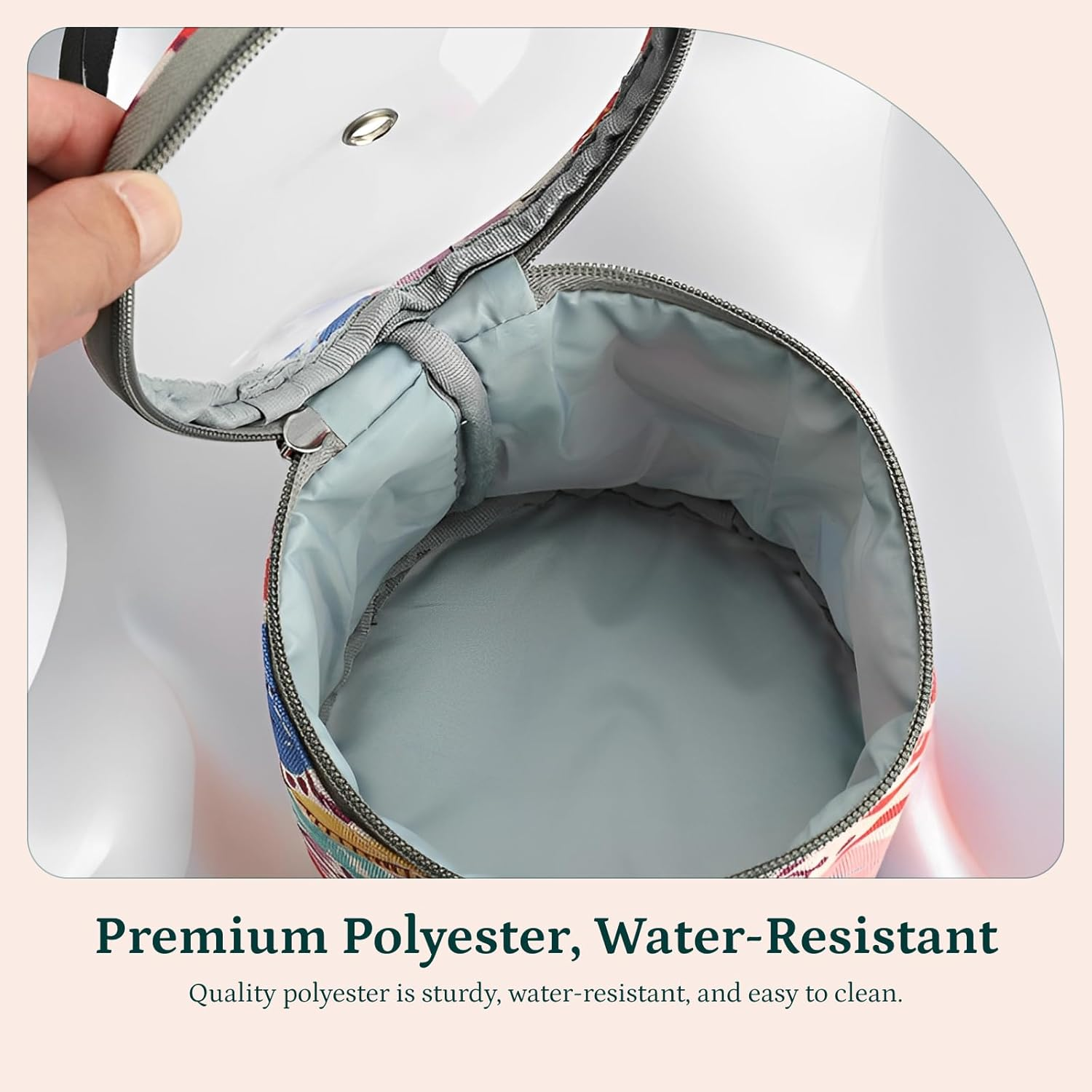 Colaxi Durable Crochet Bag with Handle Small Crocheting Knitting Supplies Tote Gift Craft Organizer Portable Yarn Storage Bag for Crochet Beginners image number 4