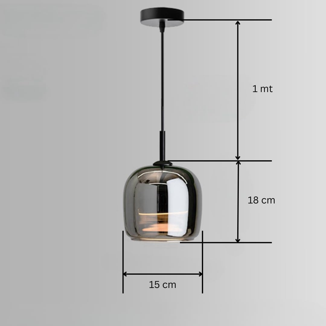 Smoked Grey Modern Pendant Ceiling Light Fixture - Small Size, Home Decor Hanging Lamp for Kitchen Decor, Dining Room Light, Bedroom, Adjustable Height and LED with 3 Temperatures image number 3