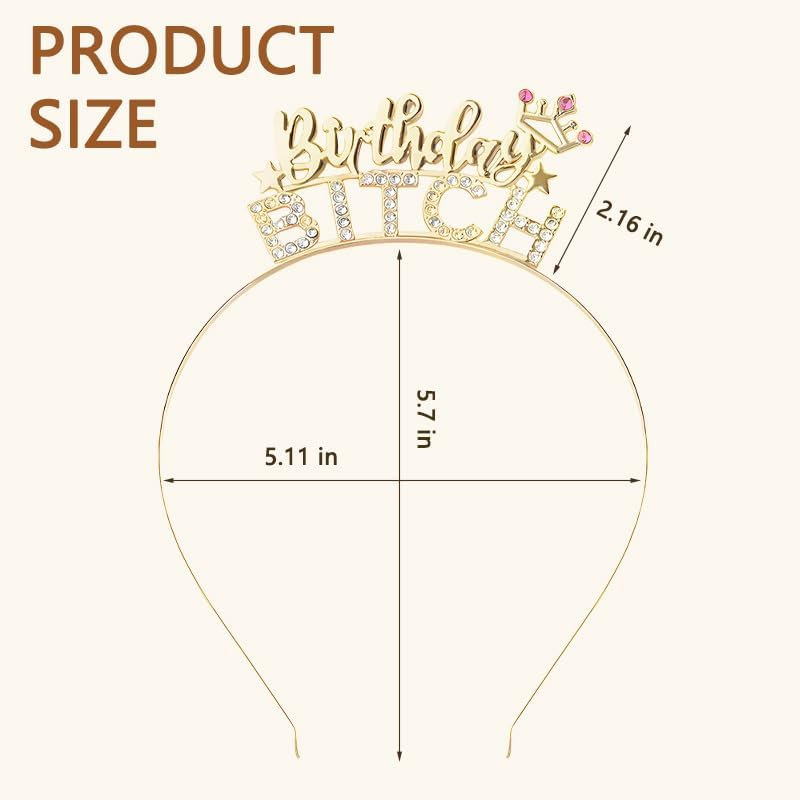 Funny Birthday Headbands Gifts for Best Friends Besties Birthday Bitch Crown Headband Bday Gifts for Girls Accessories image number 4