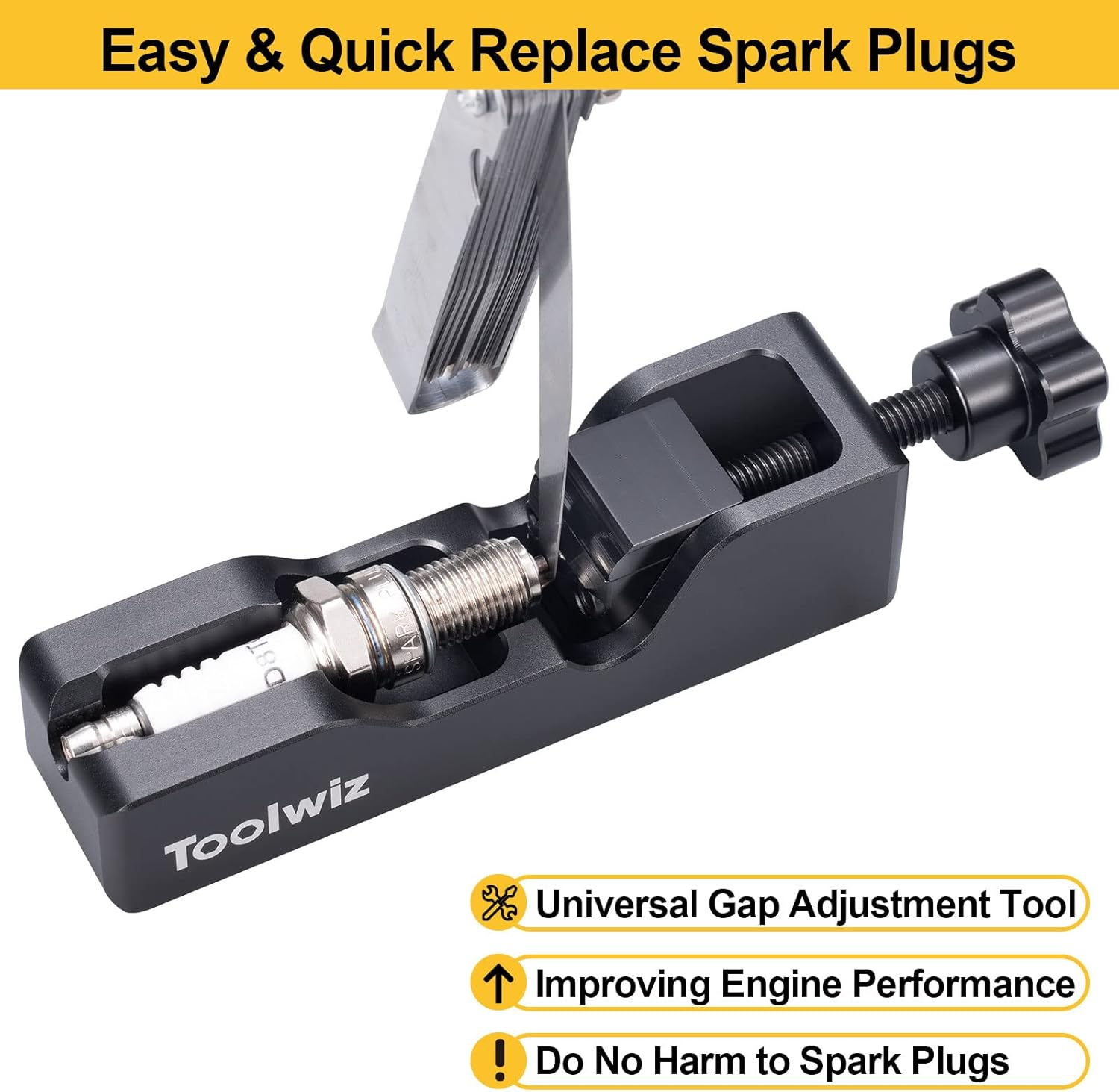 Toolwiz Spark Plug Gap Tool with 32 Blade Steel Feeler Gauge, Gapping Tool for Most 10Mm 12Mm 14Mm 16Mm Thread Spark Plugs, Black image number 6