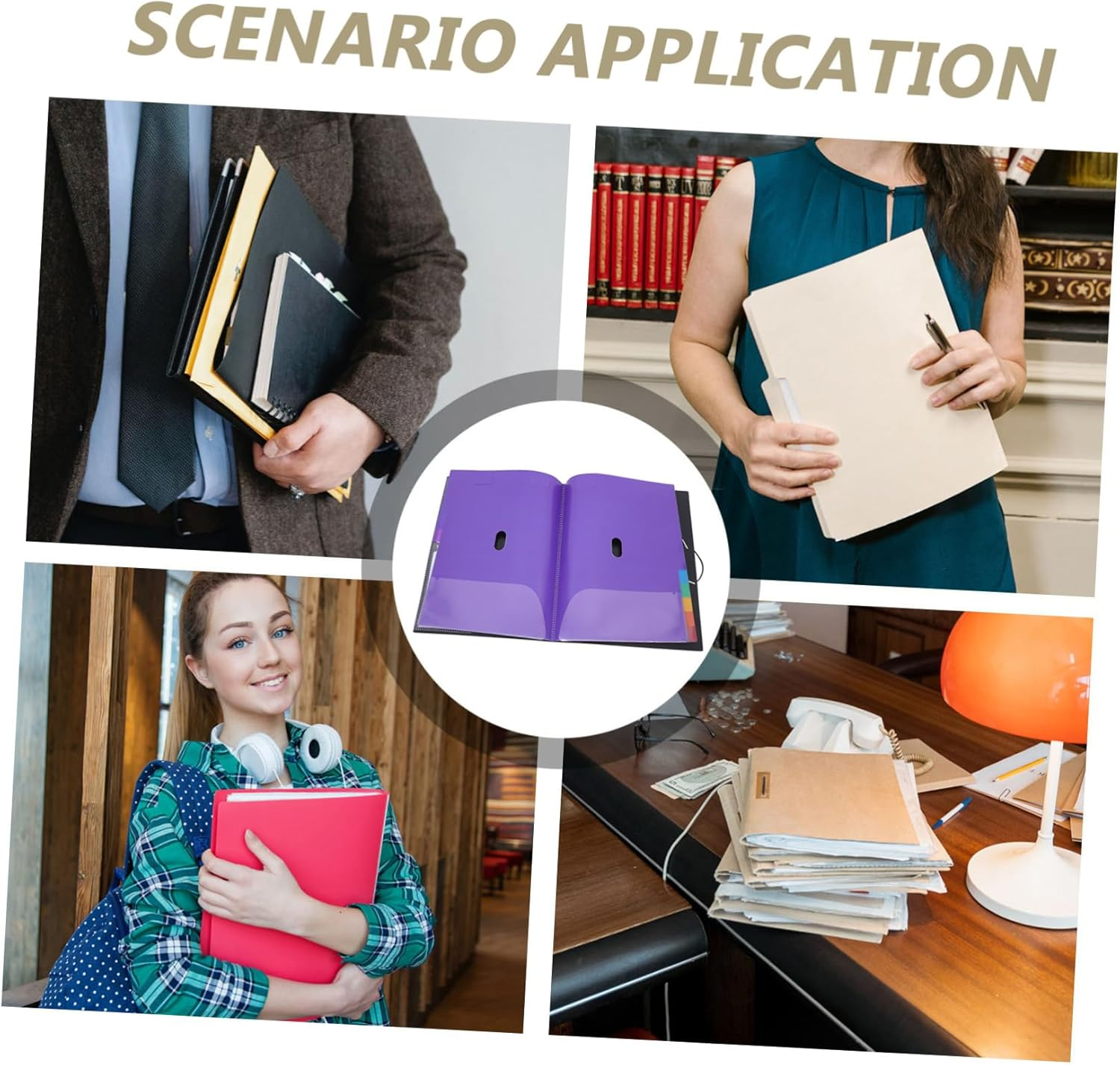 FIXOSHEE Portable Document Folder File Bag Expanding Pockets Stylish and Dignified for Teachers Students Engineers image number 2