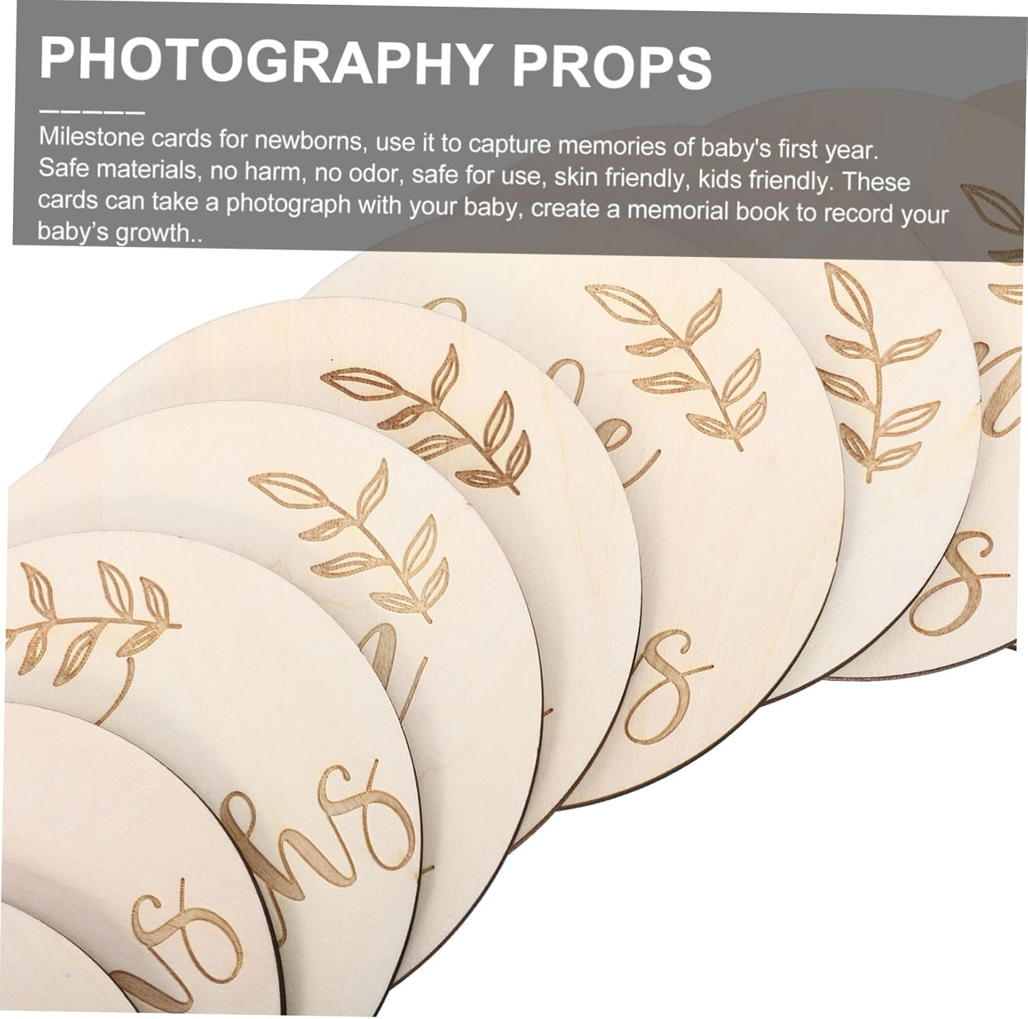 Unique Milestone Cards Growth Album Photo Props Wood Grain Greeting Cards image number 4