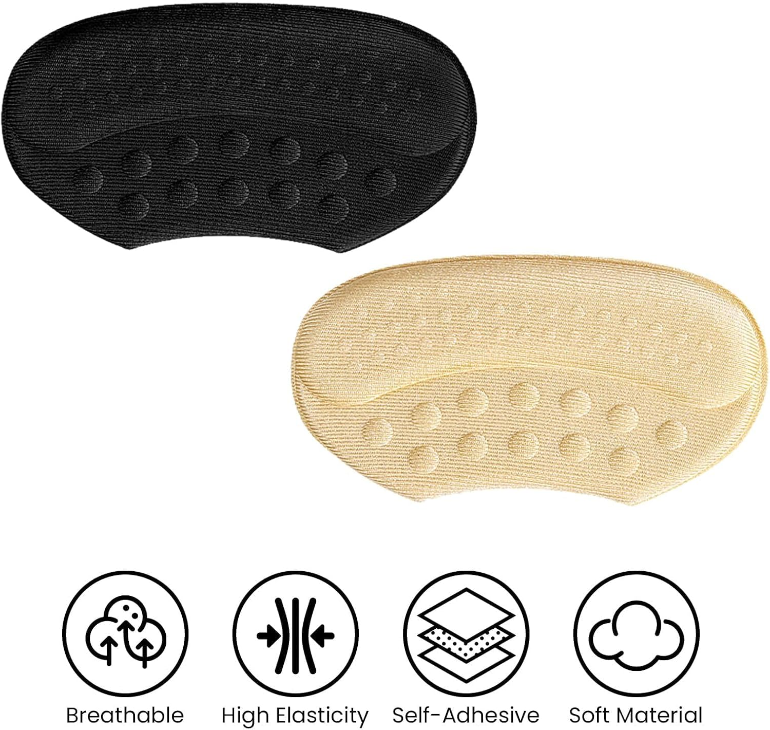 YBVABE Heel Grips Liner Cushions Inserts for Loose Shoes - 6 Pieces Gel Heel Pads Snugs for Shoe Too Big Shoes, Improved Fit and Comfort Filler for Men & Women, Stop Heel Slip and Blister (Beige) image number 1