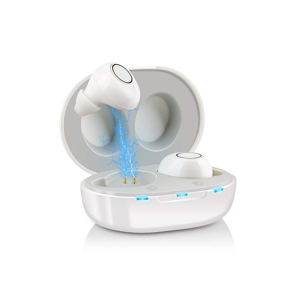 JINGHAO Hearing Aids Amplifier Rechargeable with USB Charger Case for Seniors, White image number 6