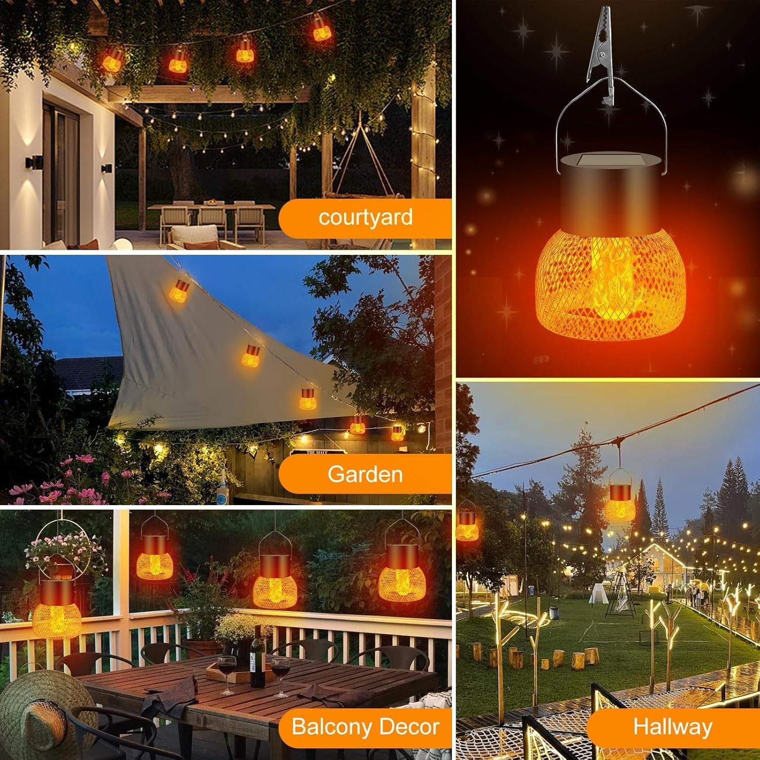 Solar Hanging Light, IP65 Waterproof Solar Lights for Outdoor Hanging, Solar Garden Lights for Outdoors, Lamp Outdoor, Hanging Light, for Gardens, Yards, Fences, Trees, 4 Pieces image number 3