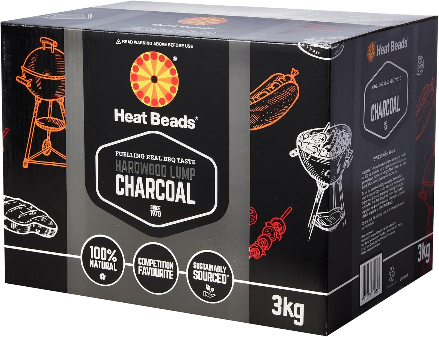 Heat Beads&reg; Hardwood Lump Charcoal Box, 3 Kg