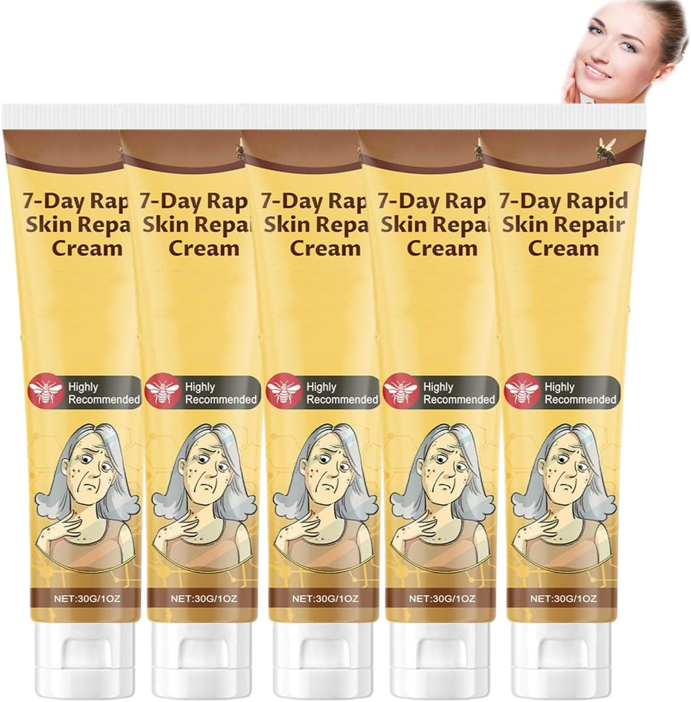 7-Day Rapid Skin Repair Cream, Intense Skin Cream, Firming and Rejuvenating Skin, Hydrating and Moisturizing for All Types, Anti-Wrinkle & Brightening, Gentle and Nourishing, Firming (5PCS) - 1Pcs image number 6