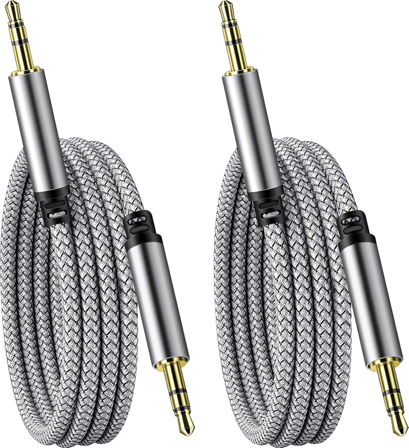 SAISN 3.5Mm Audio Aux Cable - 2 Pack 3Ft Nylon Braided Hi-Fi Stereo Audio TRS Cable for Car Home Stereos, Headphones, Speakers, Laptops, Grey image number 3