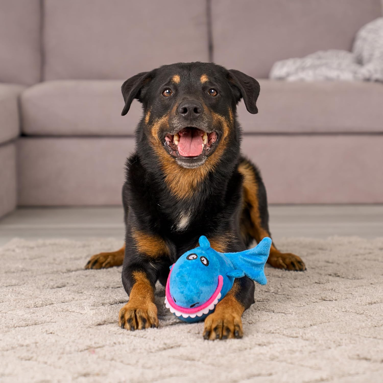 Godog, Action Plush Shark, Animated Squeaker Dog Toy, Bite-Activated Motion, Chew Resistant + Reinforced Seams image number 3