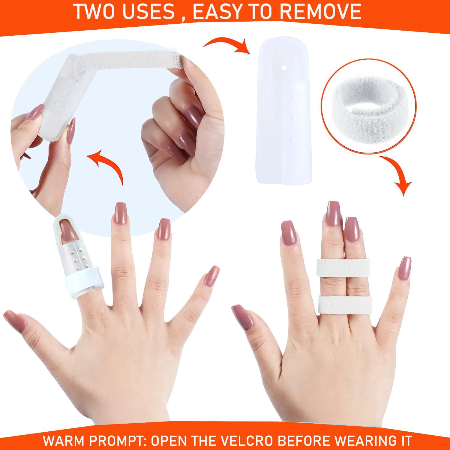 5Pieces Finger Splints for Mallet Finger and Arthritis, Adjustable Support Brace for Finger, Thumb Straightening (Clear 5 Sizes)