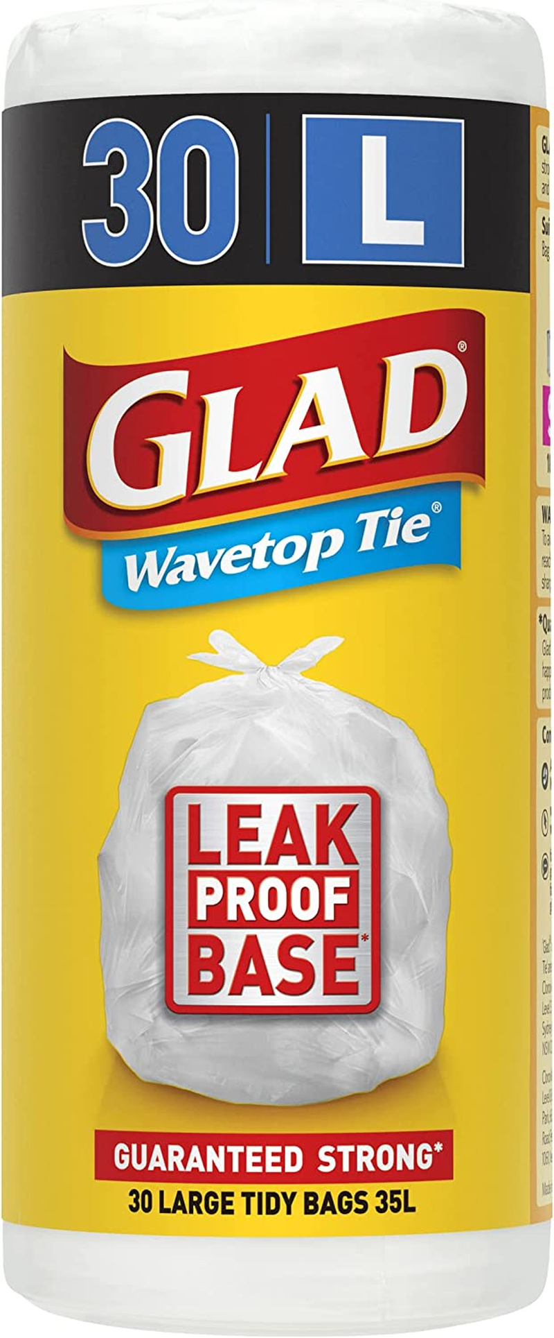 Glad Wavetop Tie Kitchen Tidy Bags, 72 Medium Garbage Bags, Medium Size Fits 27L Bin, 72 Count image number 3