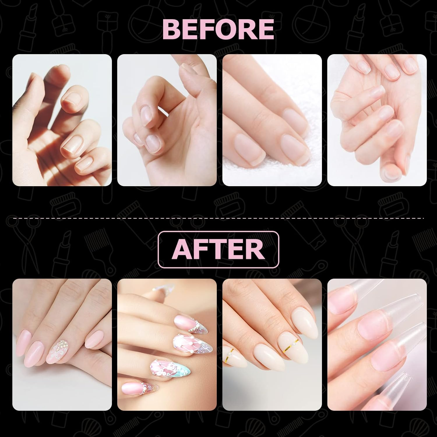 Nail Tips, 500 Pieces False Nail Acrylic Artificial Nail Tips with Storage Case for Nail Salons and DIY Nail Art at Home 10 Sizes (Almond Shape) image number 6