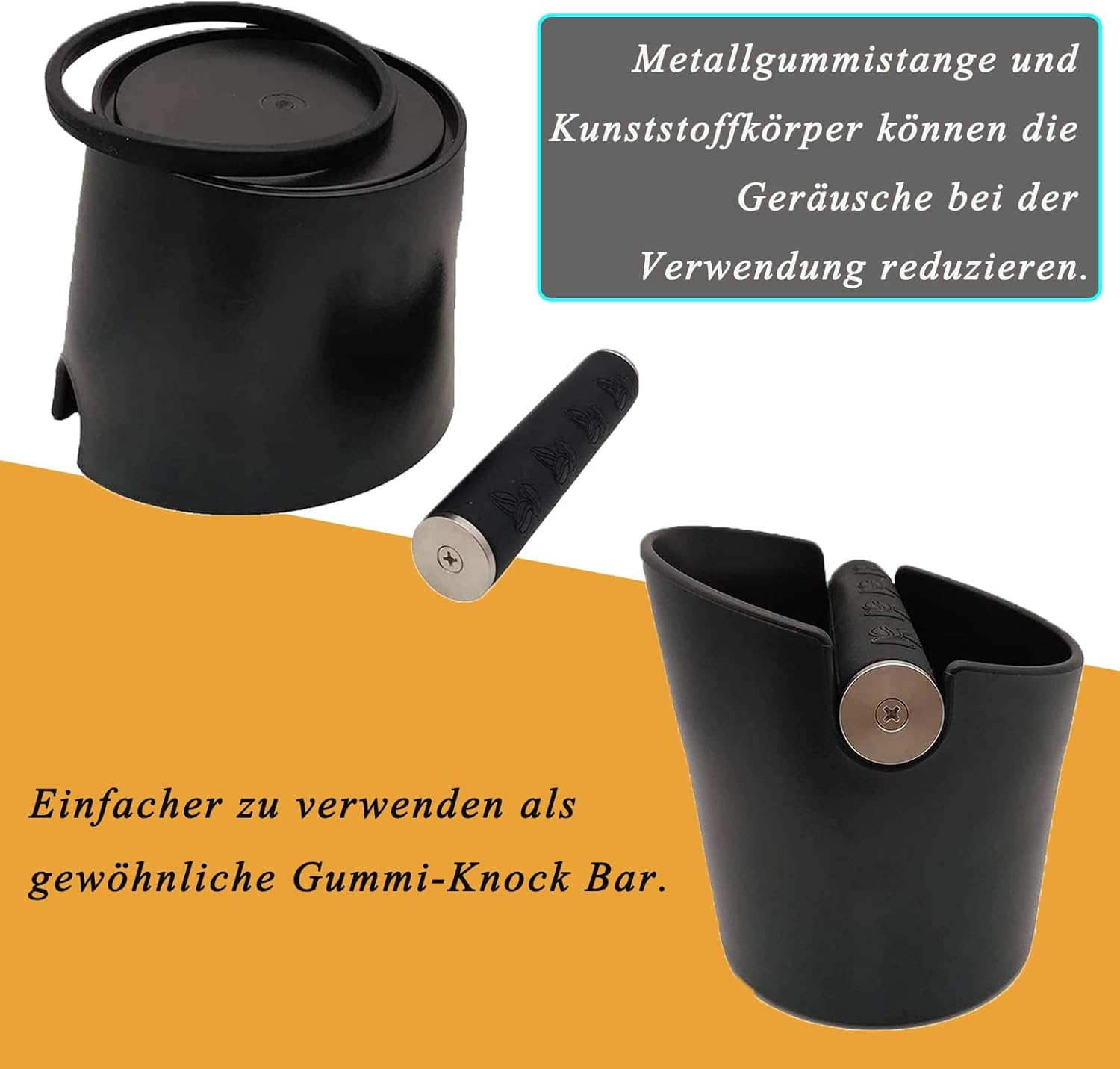 Coffee Knock Box, Durable Barista Style Espresso Dump Bin with Removable Metal Knock Bar and Non-Slip Base (Round, 4.8 Inch/12Cm) image number 6