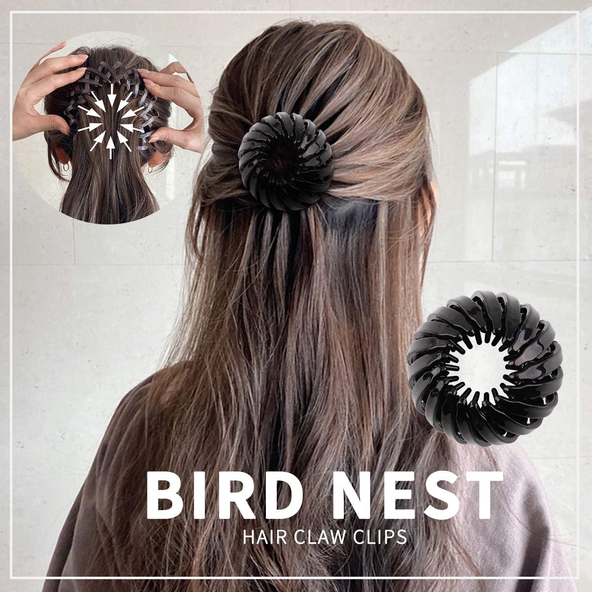 TOBATOBA 3 Pcs Black Lazy Bird'S Nest Plate Hairpin, Hair Clips for Women - Bun Maker, Ponytail Holder, Hair Accessories for Women and Girls image number 3