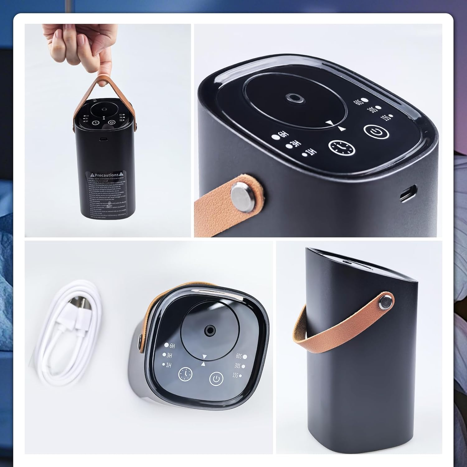 Essential Oil Waterless Diffuser, Car Aroma Diffuser Portable USB Charging Waterless Aromatherapy Diffuser 3 Mist Levels Scent Air Machine for Car Room image number 5