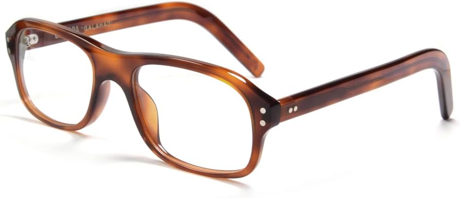 Men Vintage Square Eyeglasses Kingsmen Glasses MPO847DTO Acetate Frames Clear Lens Glasses&hellip; - Amber Size 52 image number 5