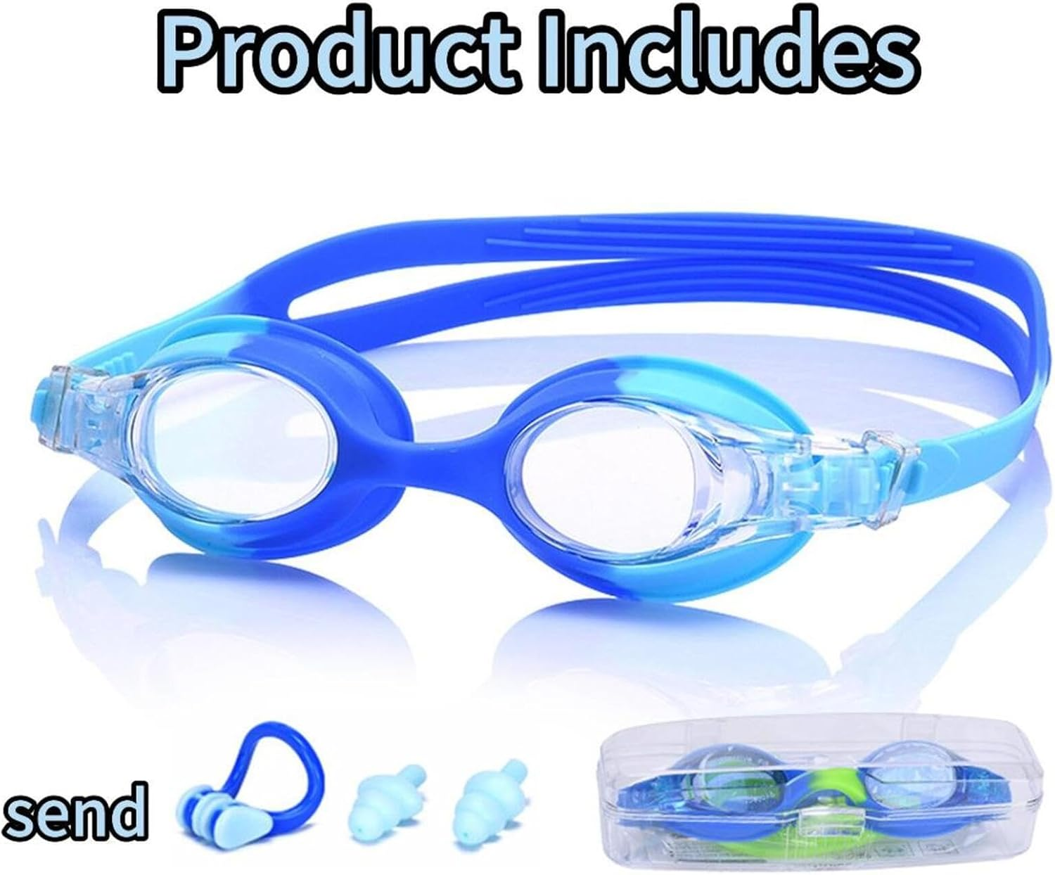 Kids Swimming Goggles, 1Pcs Anti-Fog Waterproof UV Pool Goggles Clear Vision Pool Goggles for Toddler Kids Youth Ages 3-14, Light Blue/Blue, 22Cm * 7Cm * 7Cm image number 5