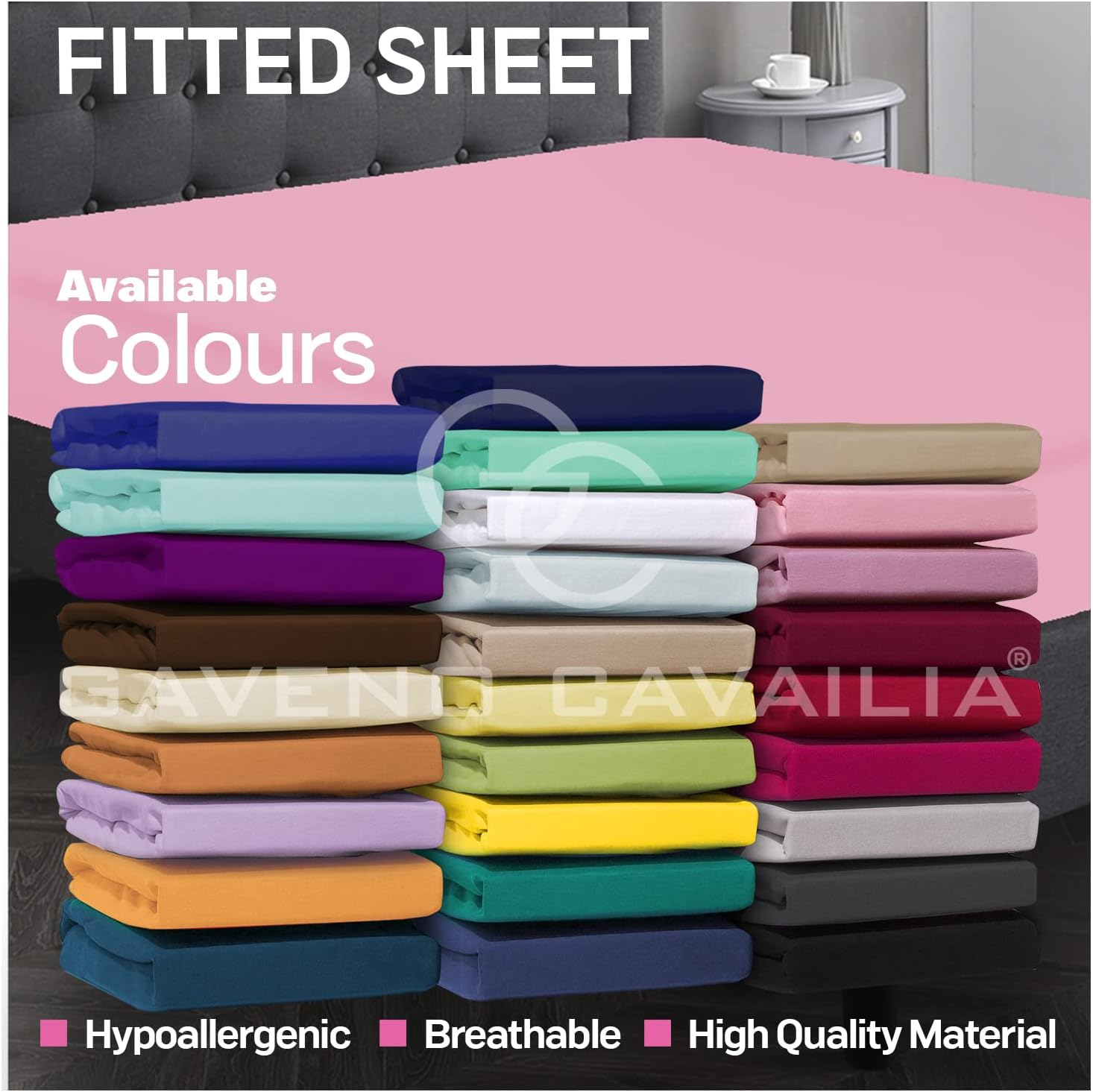 Premium Plain Dye Fitted Bed Sheet, Washable Bedding & Linen, Bobble Free Super Soft Bottom Sheet, Pink, 4Ft Double image number 2