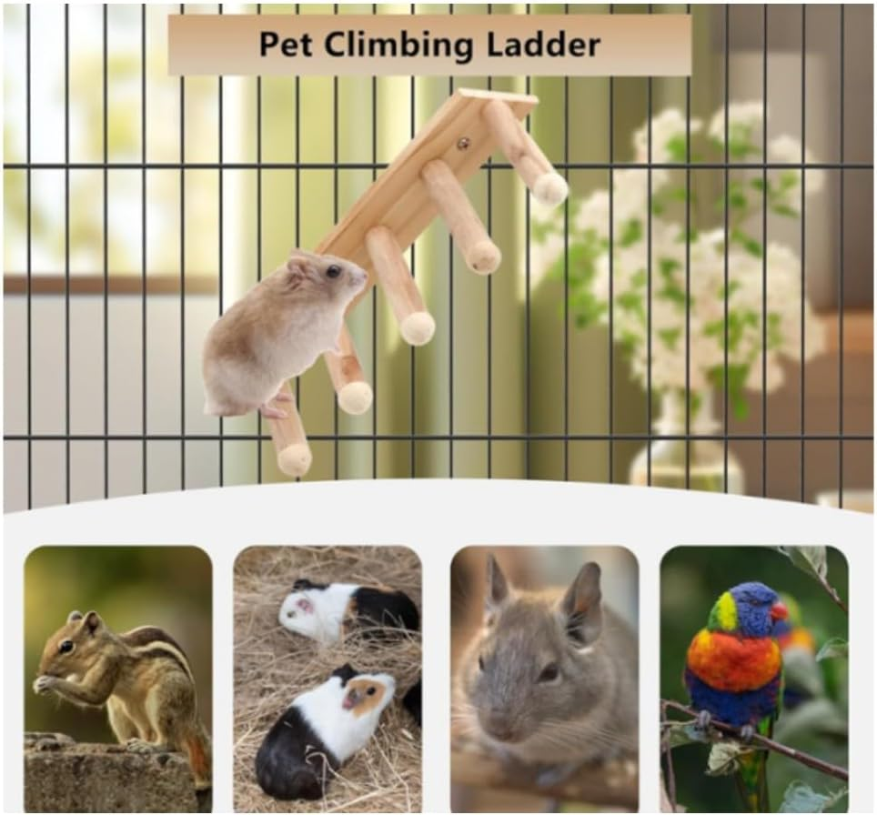 Wooden Bird Perch Ladder Parrot Stand Ladder Climbing Bird Stands for Parrots Bird Cage Toys image number 4
