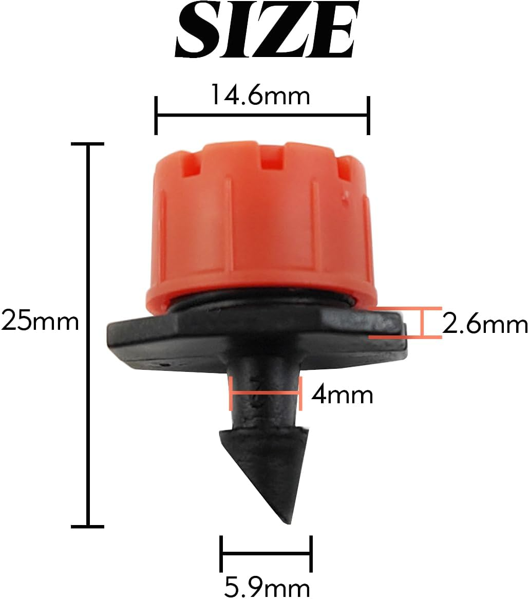 GXXMEI 150PCS Adjustable Irrigation Drippers Sprinklers 1/4 Inch Emitter Dripper Micro Drip Irrigation Sprinklers for Watering System image number 4