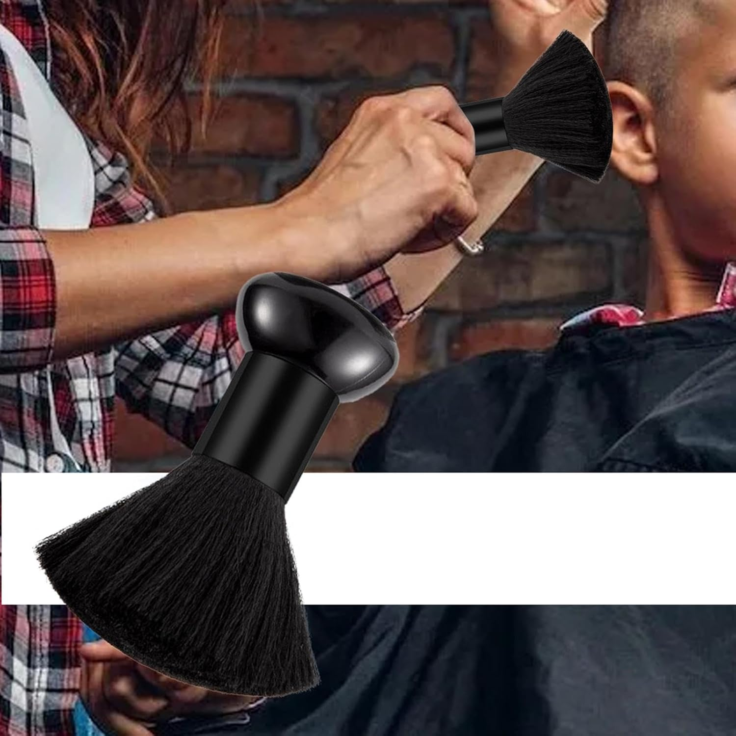 Barber Brush Neck Duster, Dust Brush for Nails, Soft Nylon Bristles Nail Tool, Professional Barber Face Cleaning Hairbrush for Salon, Home Use, Facial Hair Dusting Brush for Neck and Nails - Silver image number 3