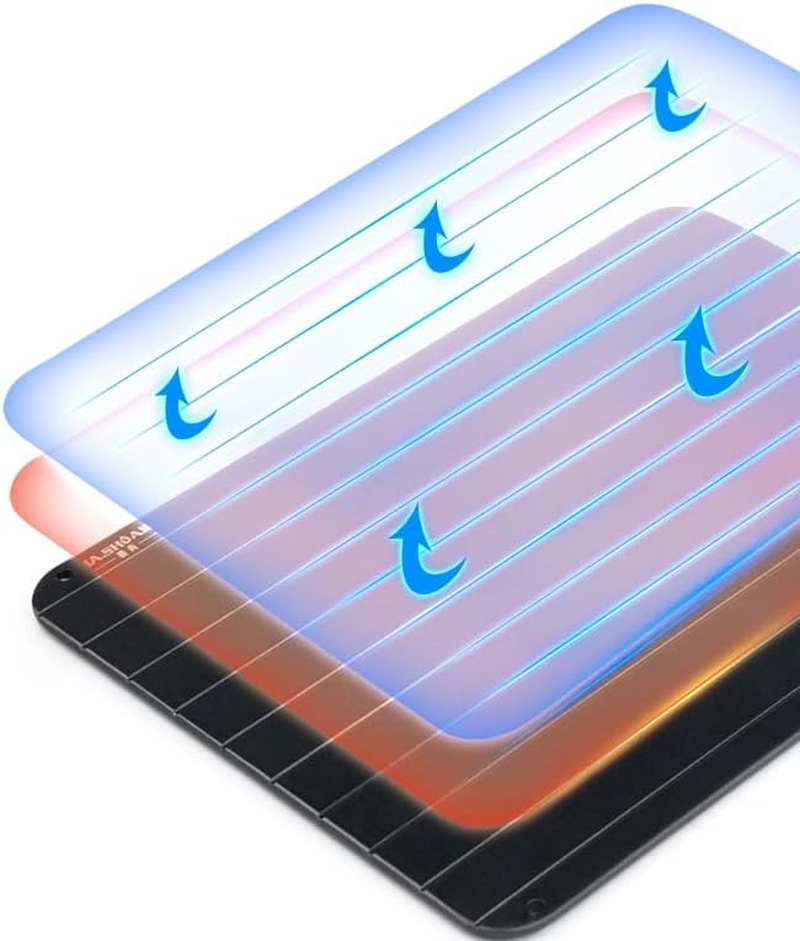 Magic Metal Plate Defrosting Tray Safe Fast Thawing Tray for Frozen Meat, Fish, Chicken & Seafood, Reusable & Durable Kitchen Defrosting Tool, Premium Kitchen Gadget with Quick Thaw in Minutes (L)