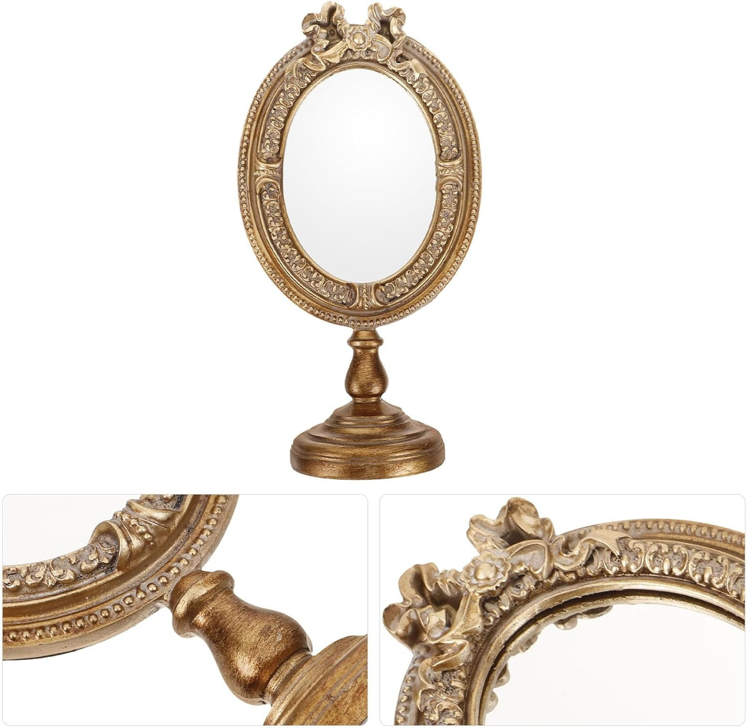 CLISPEED European Style Aesthetic Desktop Vanity Mirror for Bedroom Compact Lightweight Table Mirror for Makeup and Dressing Decorative Handheld Design image number 4