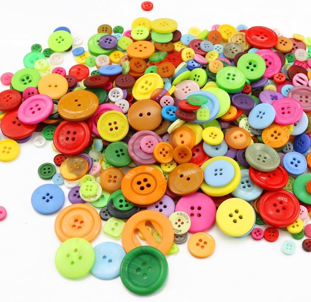 900 Pcs Assorted Sizes Resin Buttons round Craft Buttons for Sewing DIY Crafts Manual Button Painting