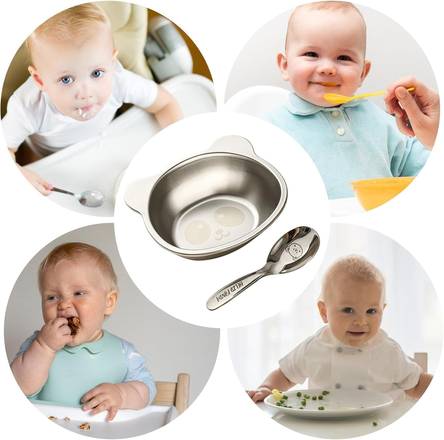 450Ml Stainless Steel Kids Bowls with Cartoon Animal Design,Lightweight, Durable, Ideal for Feeding, Camping and Fun Rice Serving during Travel image number 4